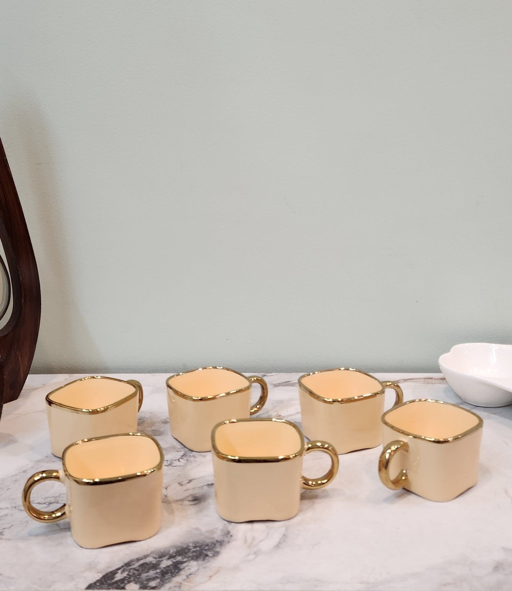 The Luxe : Royal Touch Porcelain Teacup Set of 6 in Dessert Sand color - Ceramic She Wrote