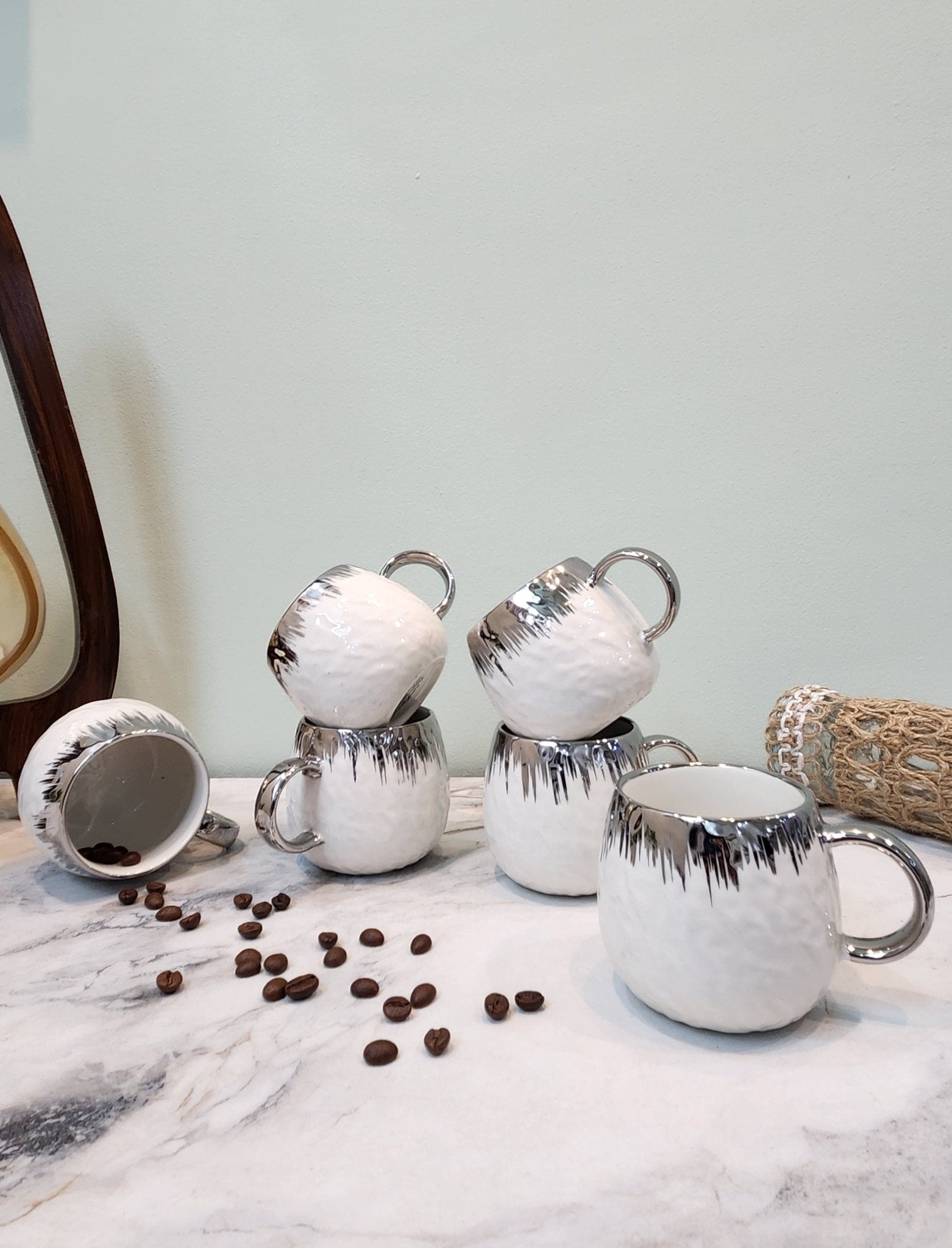 The Luxe : Snowcrest Porcealin Coffee Mugs Set of 6 - Ceramic She Wrote