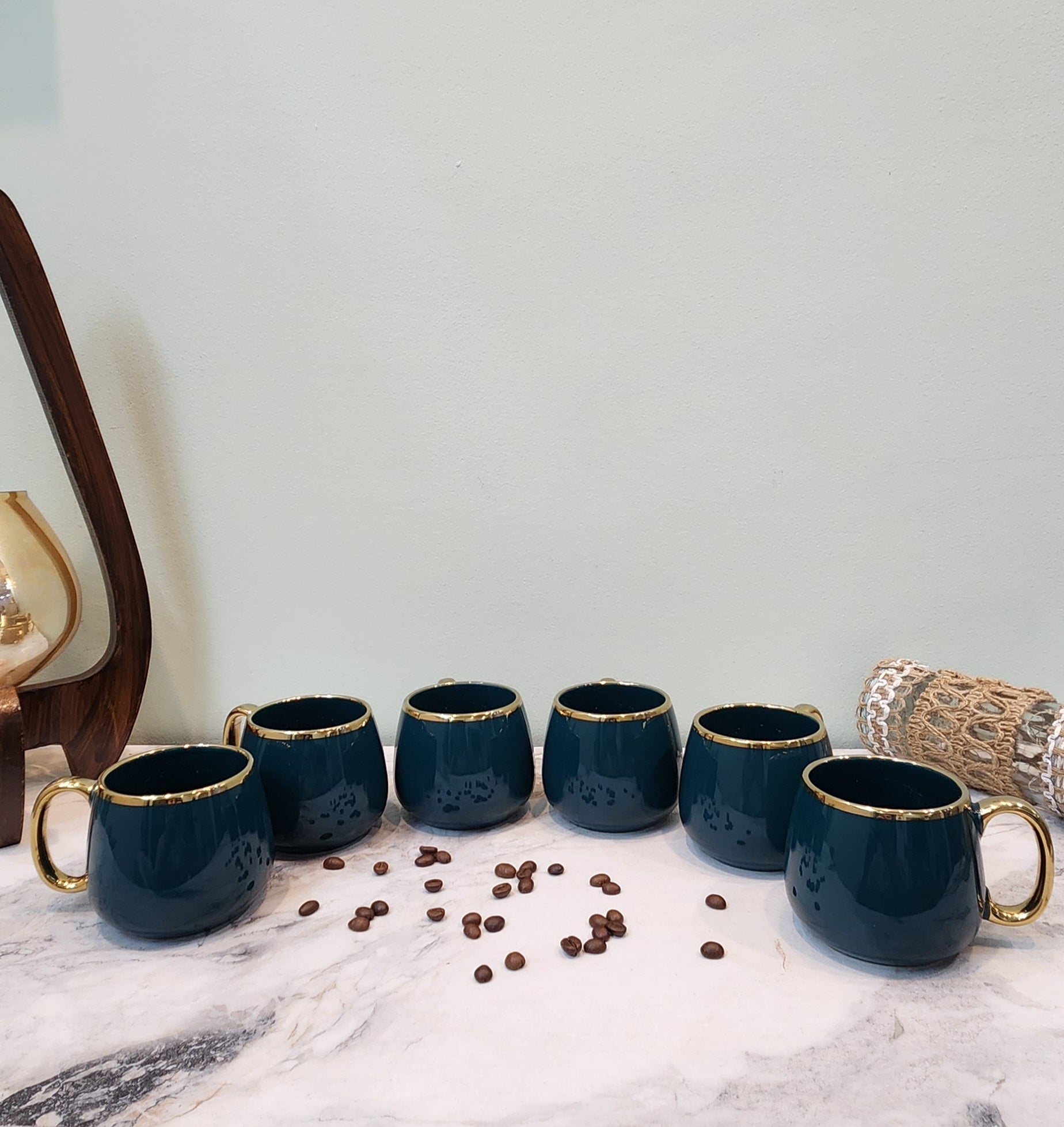 The Luxe : Tealstone Porcelain Coffee Mugs set of 6 - Ceramic She Wrote