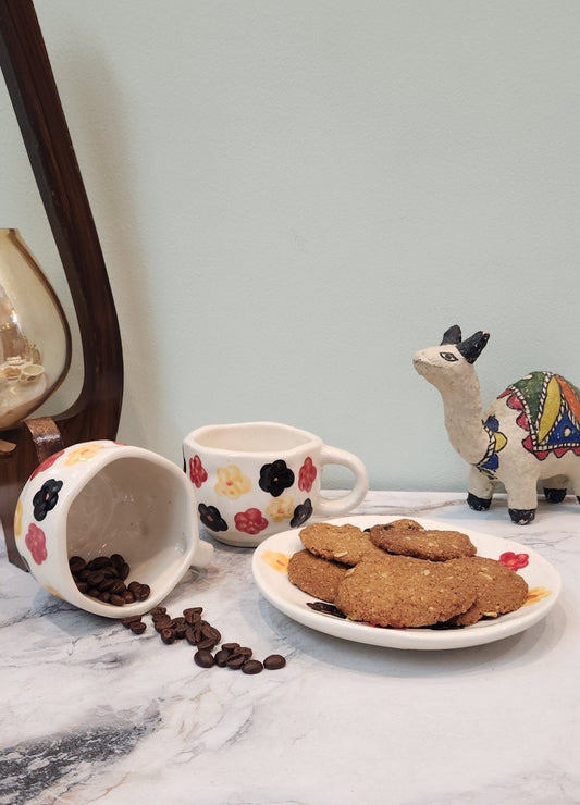Vibrant Blooms Coffee & Tea Mugs with Saucer - Ceramic She Wrote