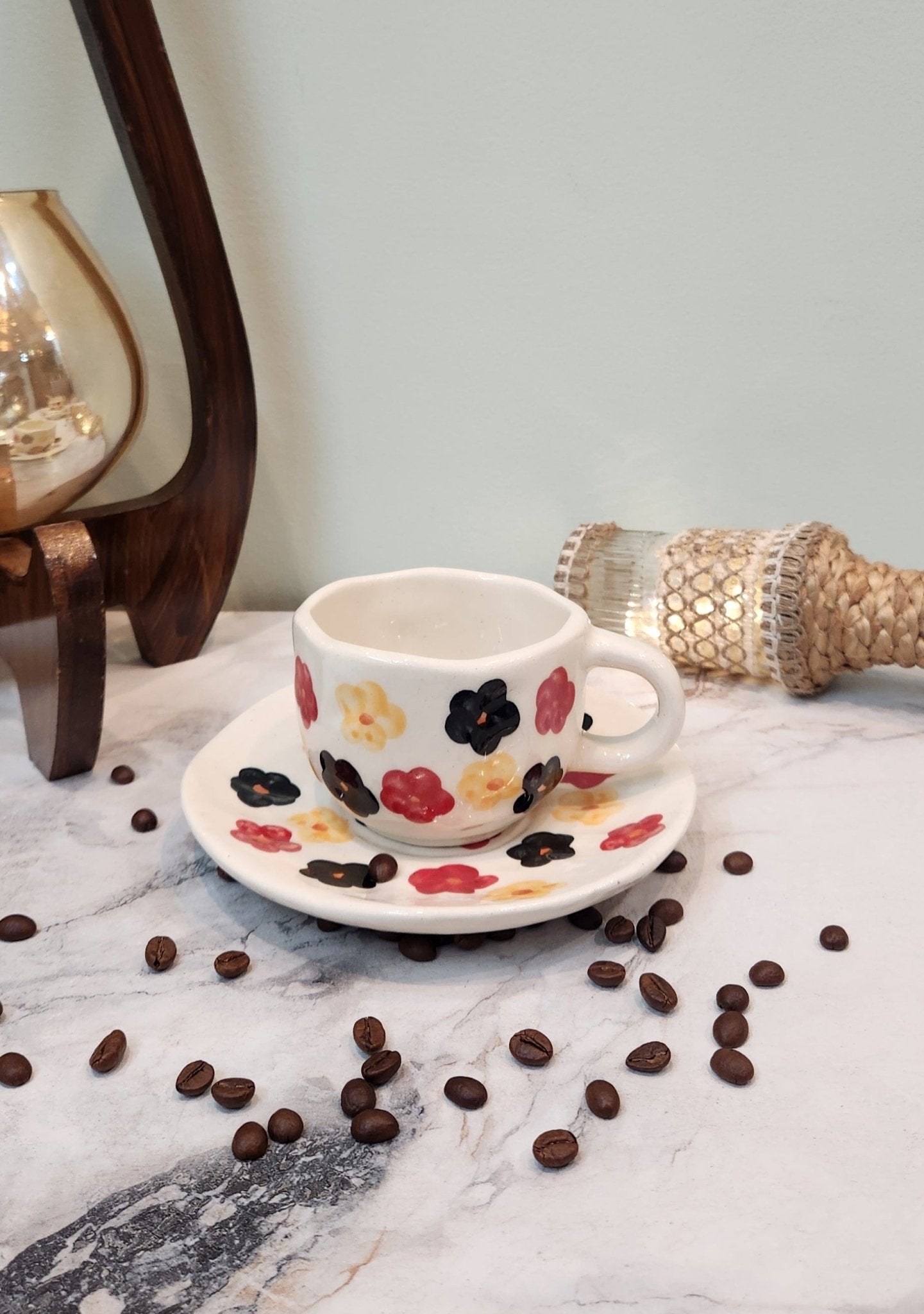 Vibrant Blooms Coffee & Tea Mugs with Saucer - Ceramic She Wrote