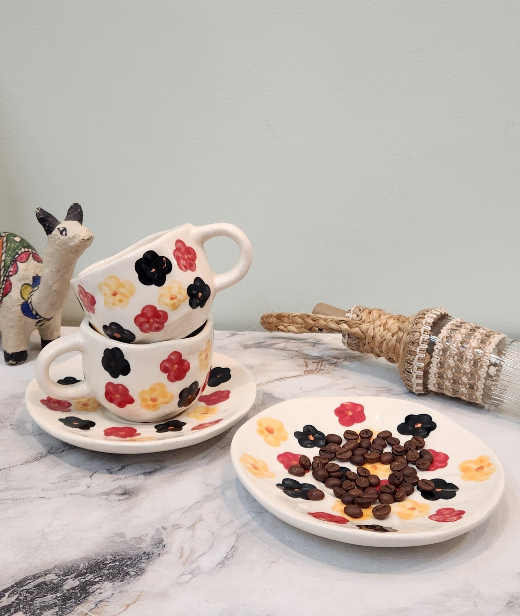 Vibrant Blooms Coffee & Tea Mugs with Saucer - Ceramic She Wrote