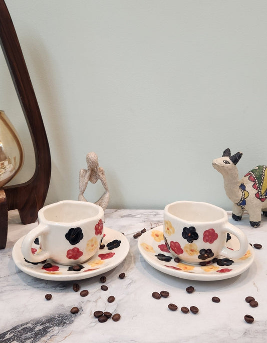 Vibrant Blooms Coffee & Tea Mugs with Saucer - Ceramic She Wrote