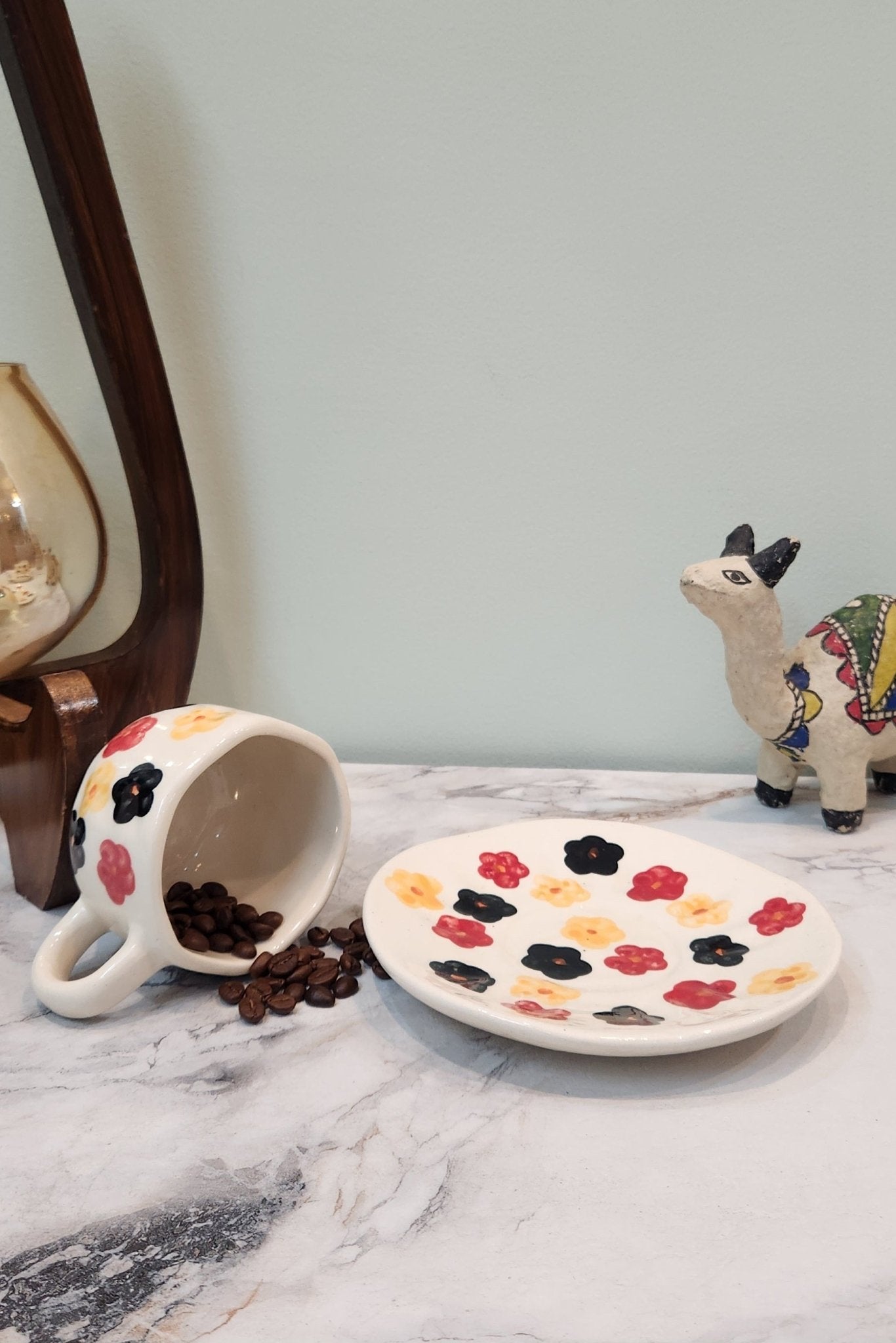Vibrant Blooms Coffee & Tea Mugs with Saucer - Ceramic She Wrote