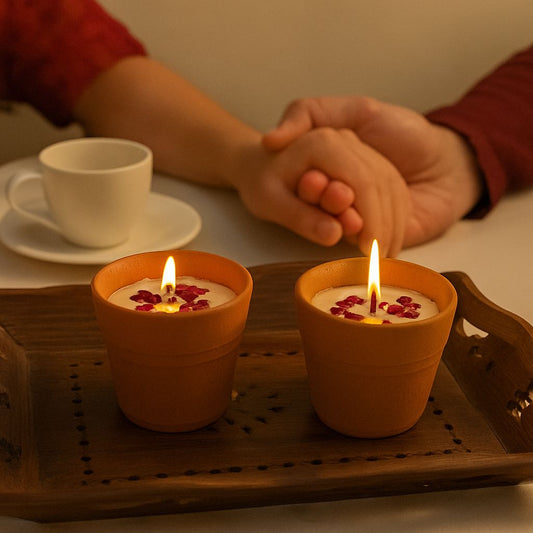 RoseGlow Tea Kulhad Candle