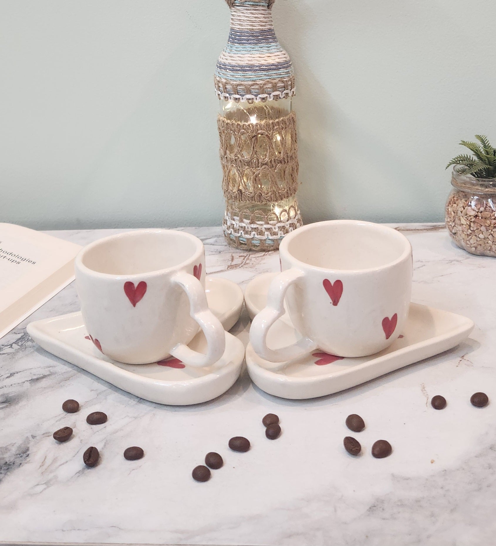 heart to heart ceramic coffee & tea mugs with saucer