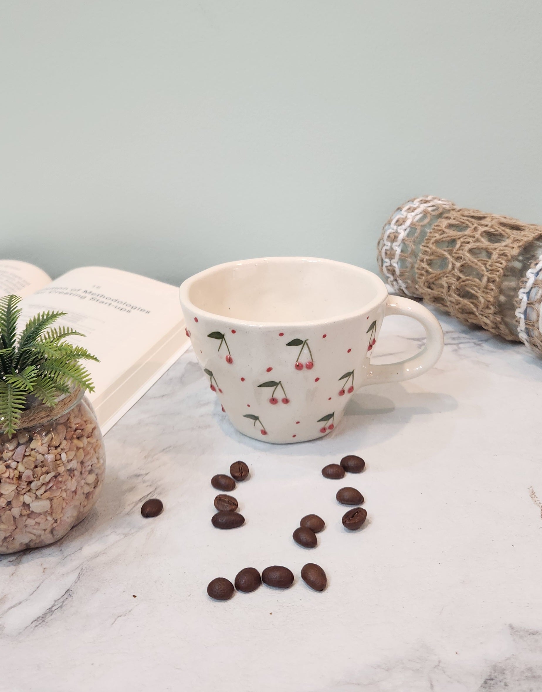 cherry berry ceramic coffee mugs