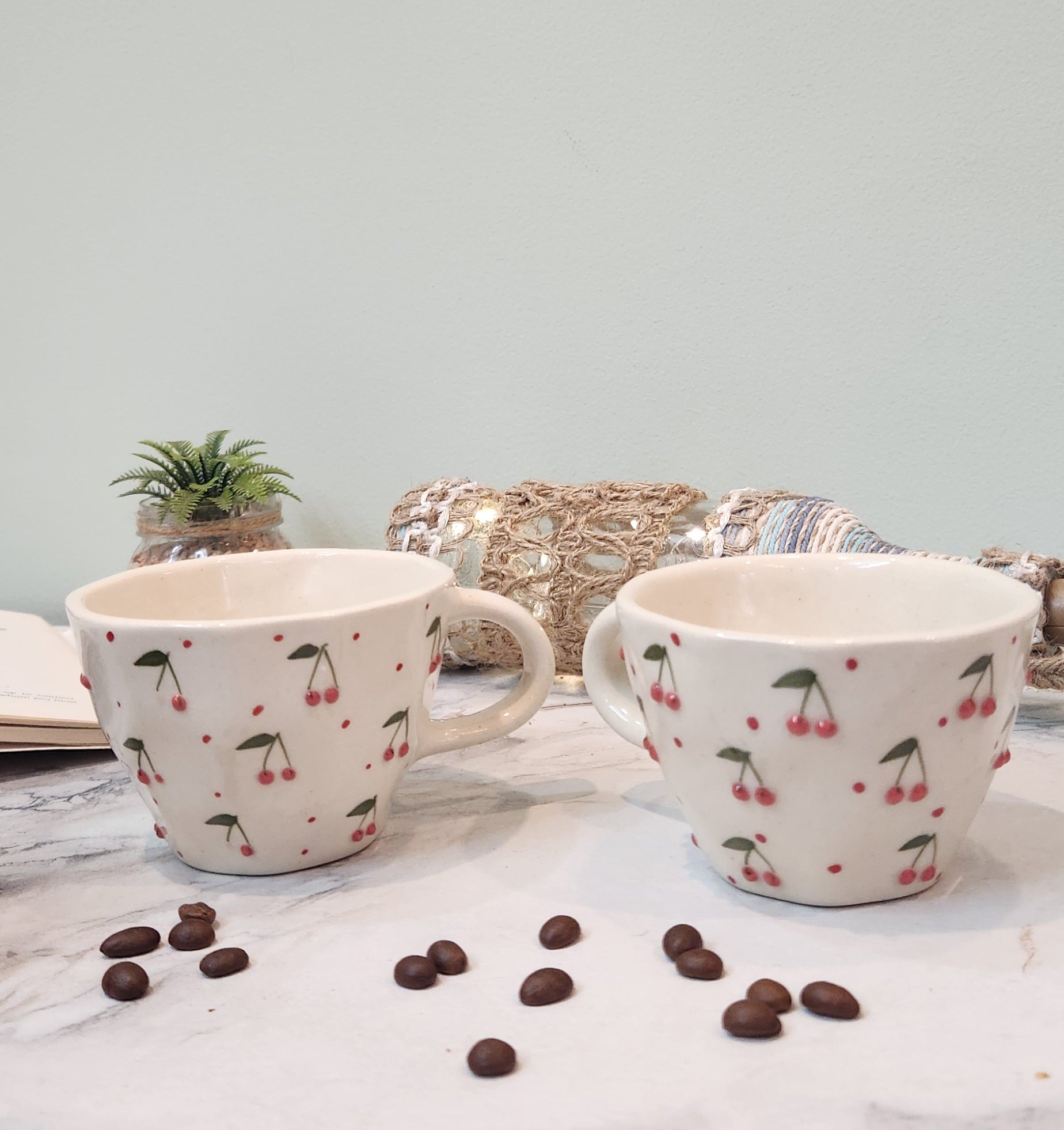 cherry berry ceramic coffee mugs