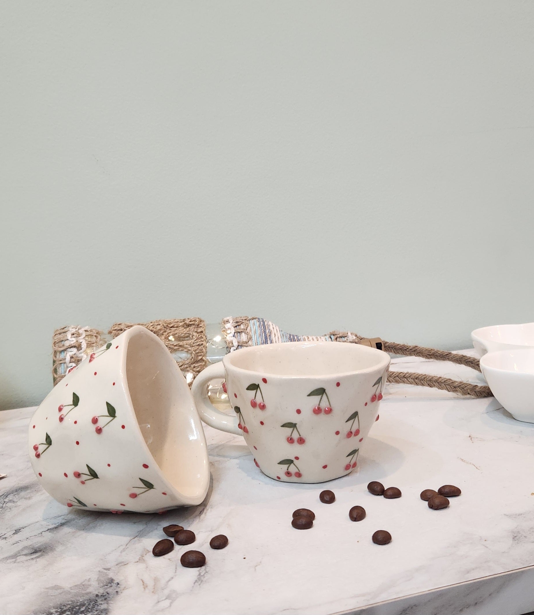 cherry berry ceramic coffee mugs