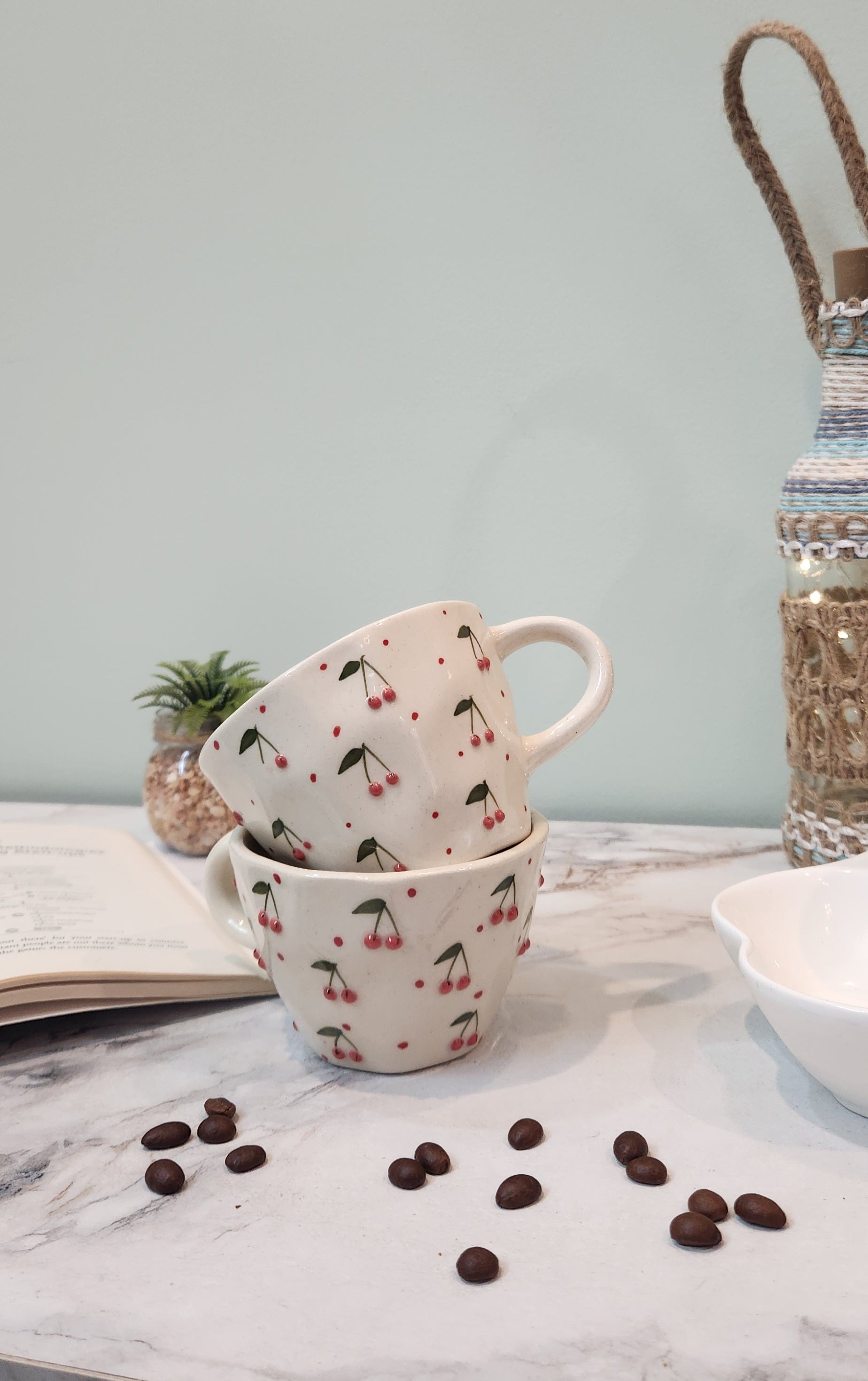 cherry berry ceramic coffee mugs