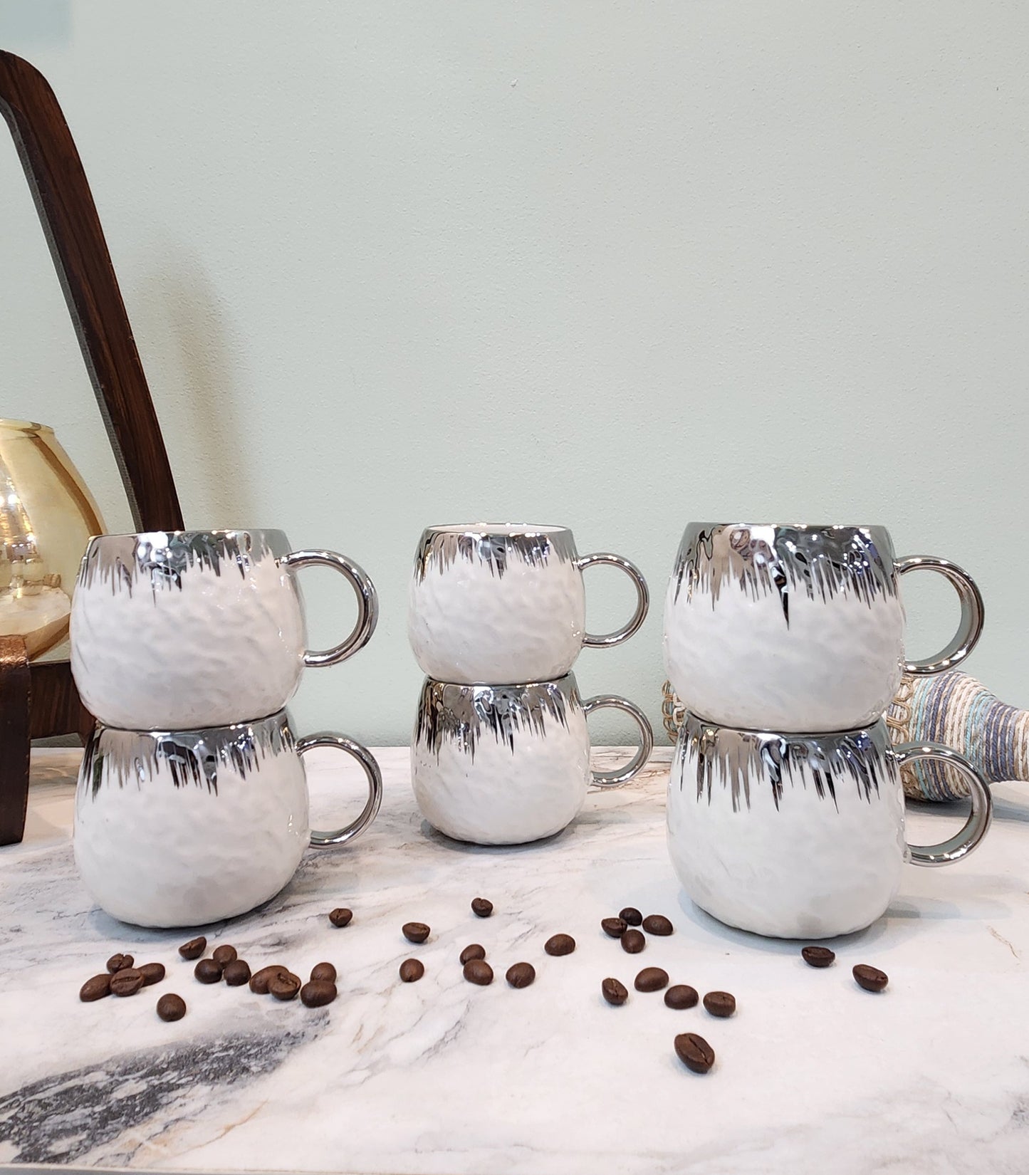 The Luxe : Snowcrest Porcealin Coffee Mugs Set of 6