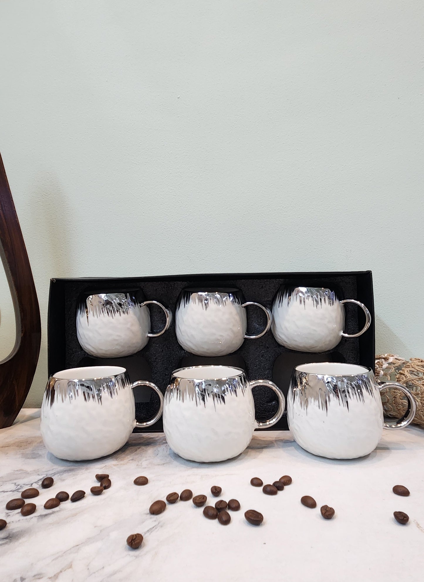 The Luxe : Snowcrest Porcealin Coffee Mugs Set of 6