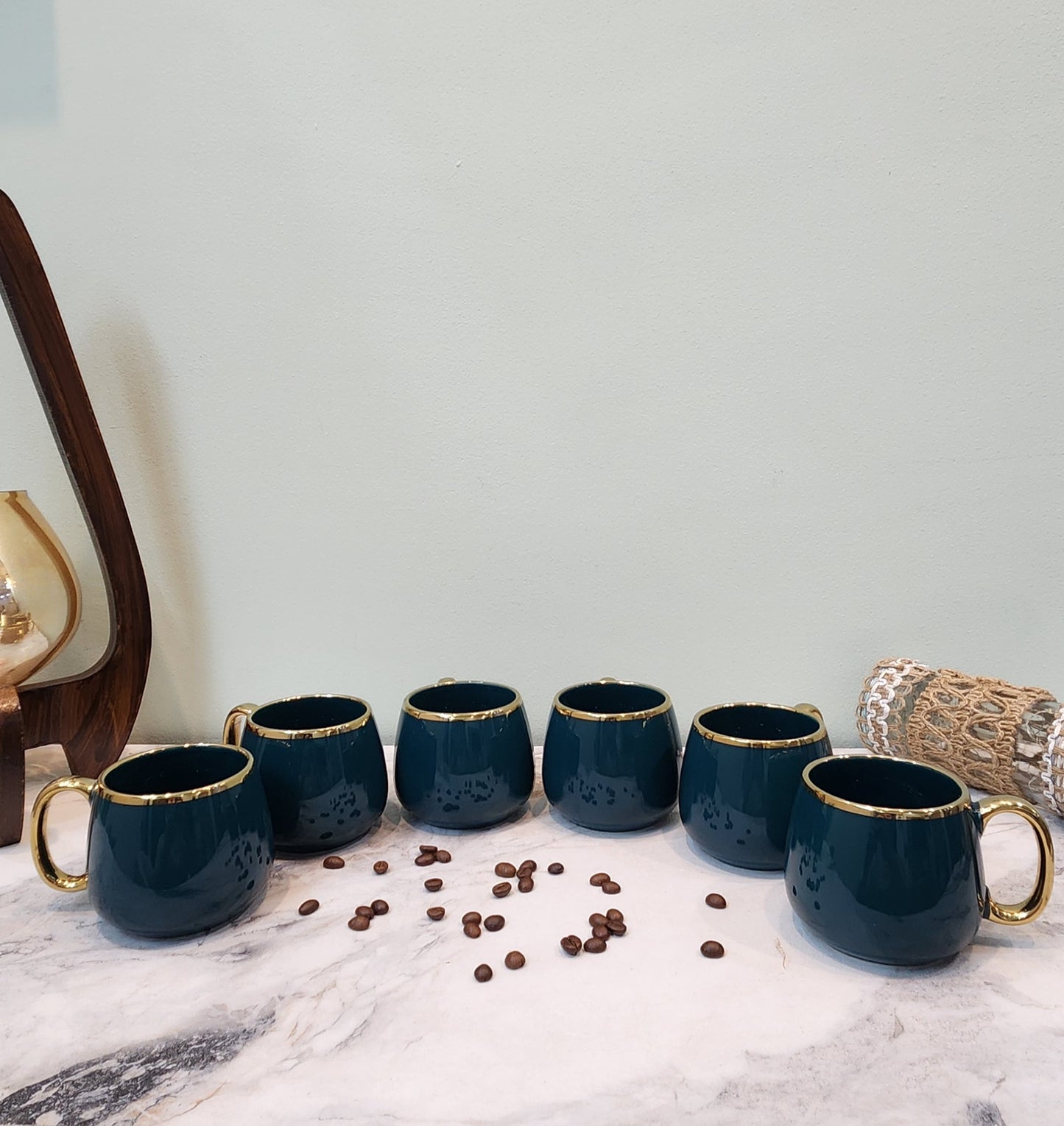 The Luxe : Tealstone Porcelain Coffee Mugs set of 6