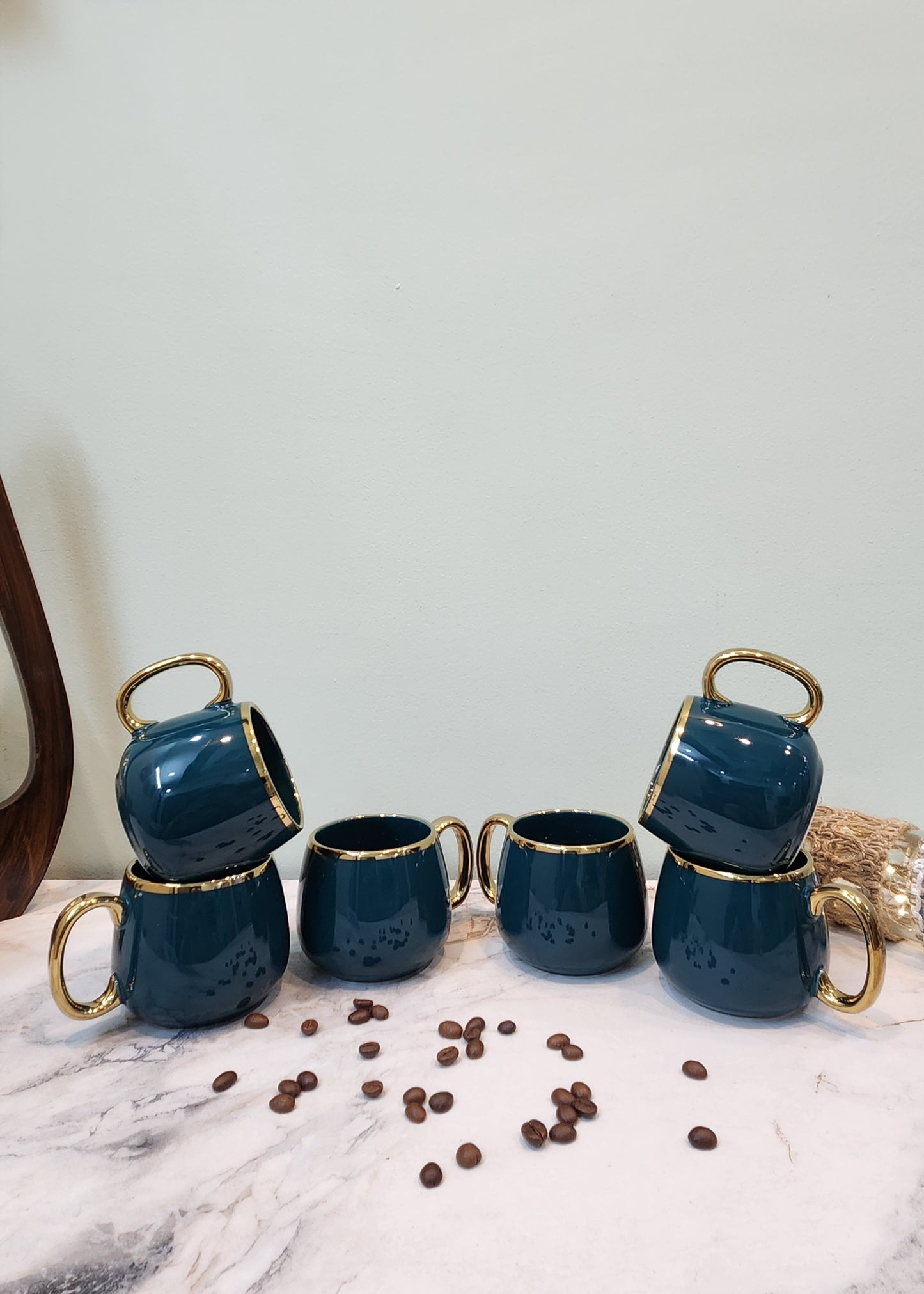 The Luxe : Tealstone Porcelain Coffee Mugs set of 6