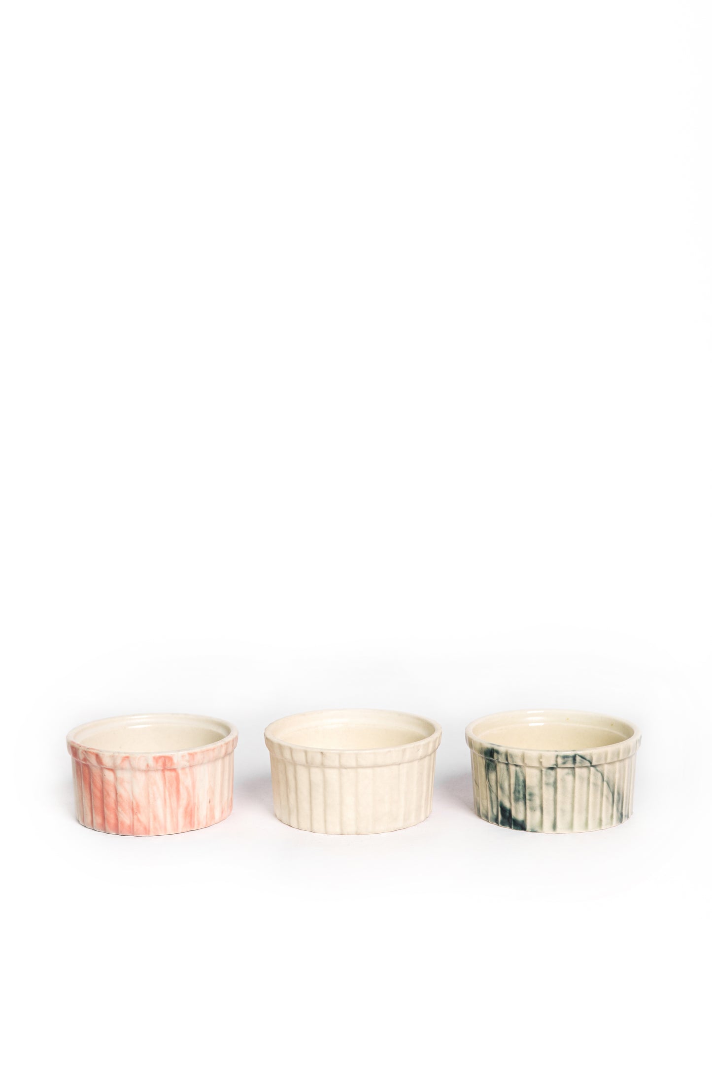 Set of 3 Colorful Ceramic Ramekin Bowls