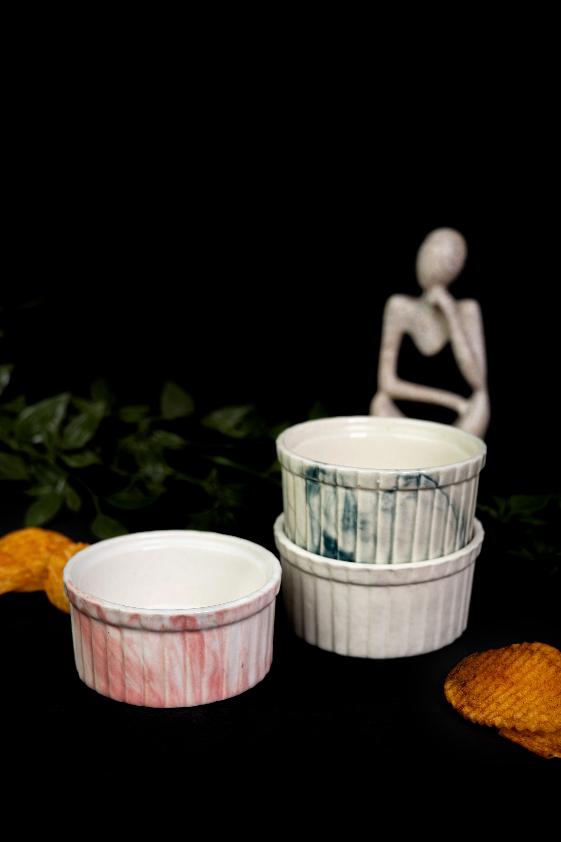 Set of 3 Colorful Ceramic Ramekin Bowls