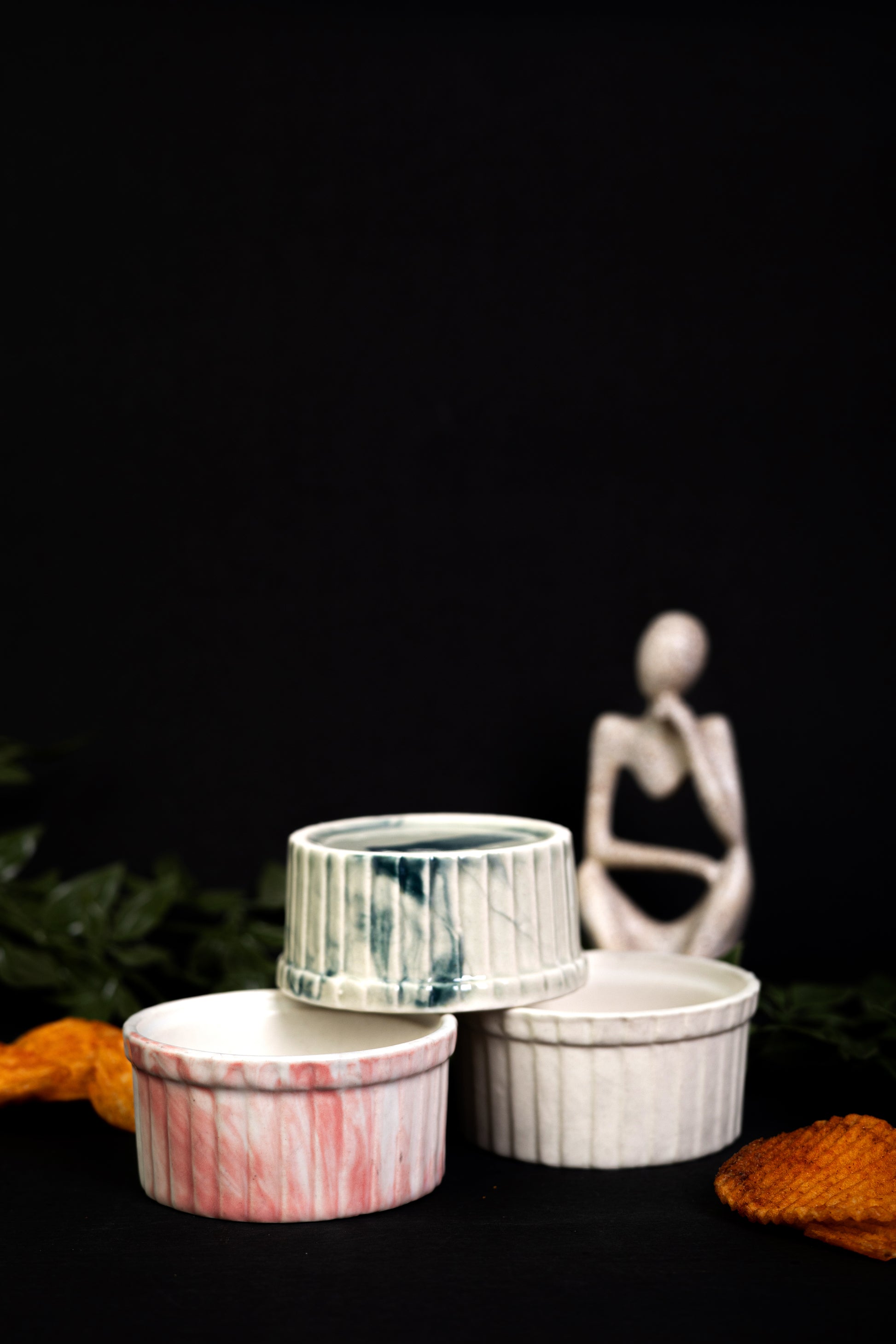 Set of 3 Colorful Ceramic Ramekin Bowls