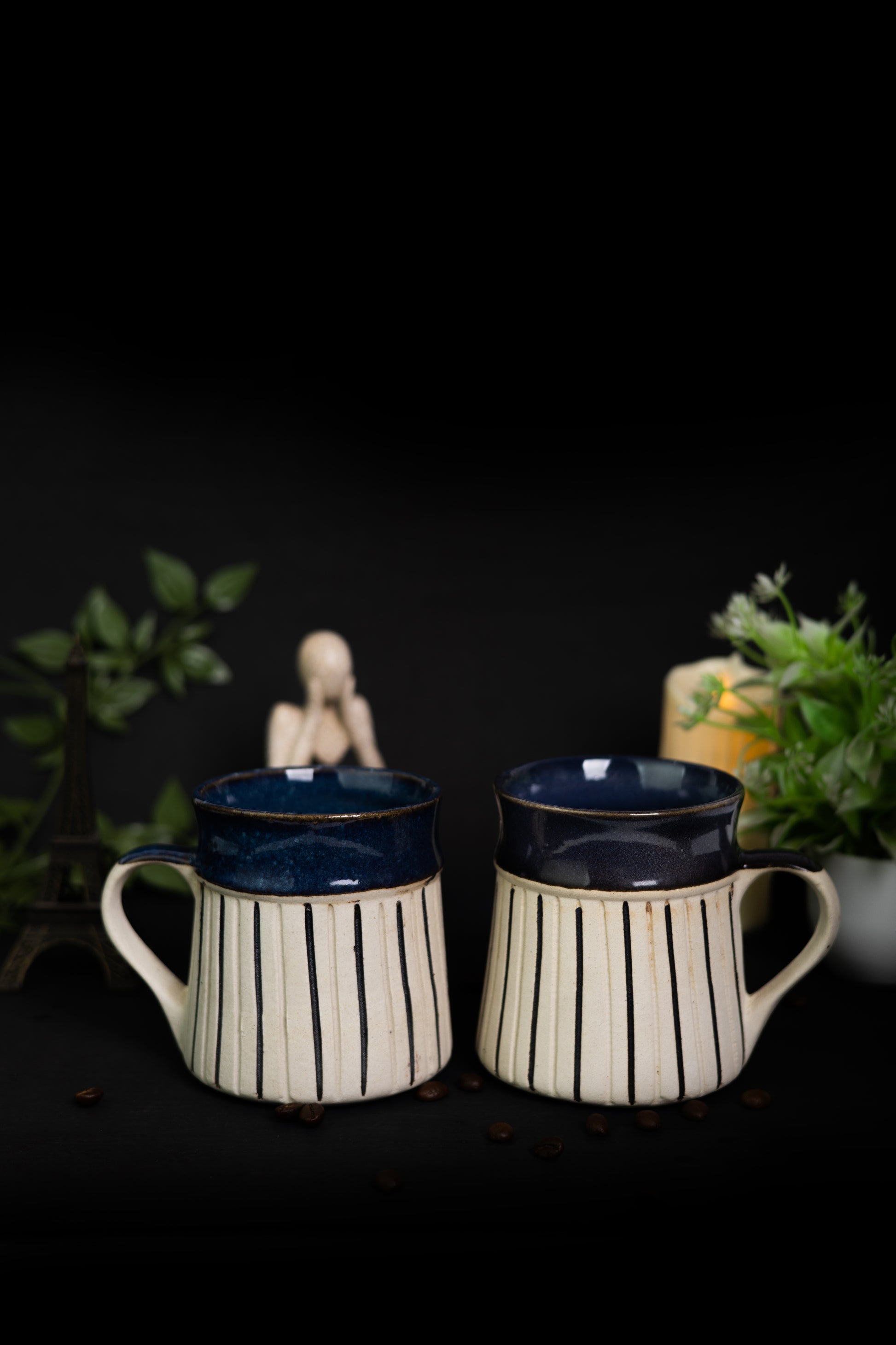 muddy strips of coffee and milk mugs