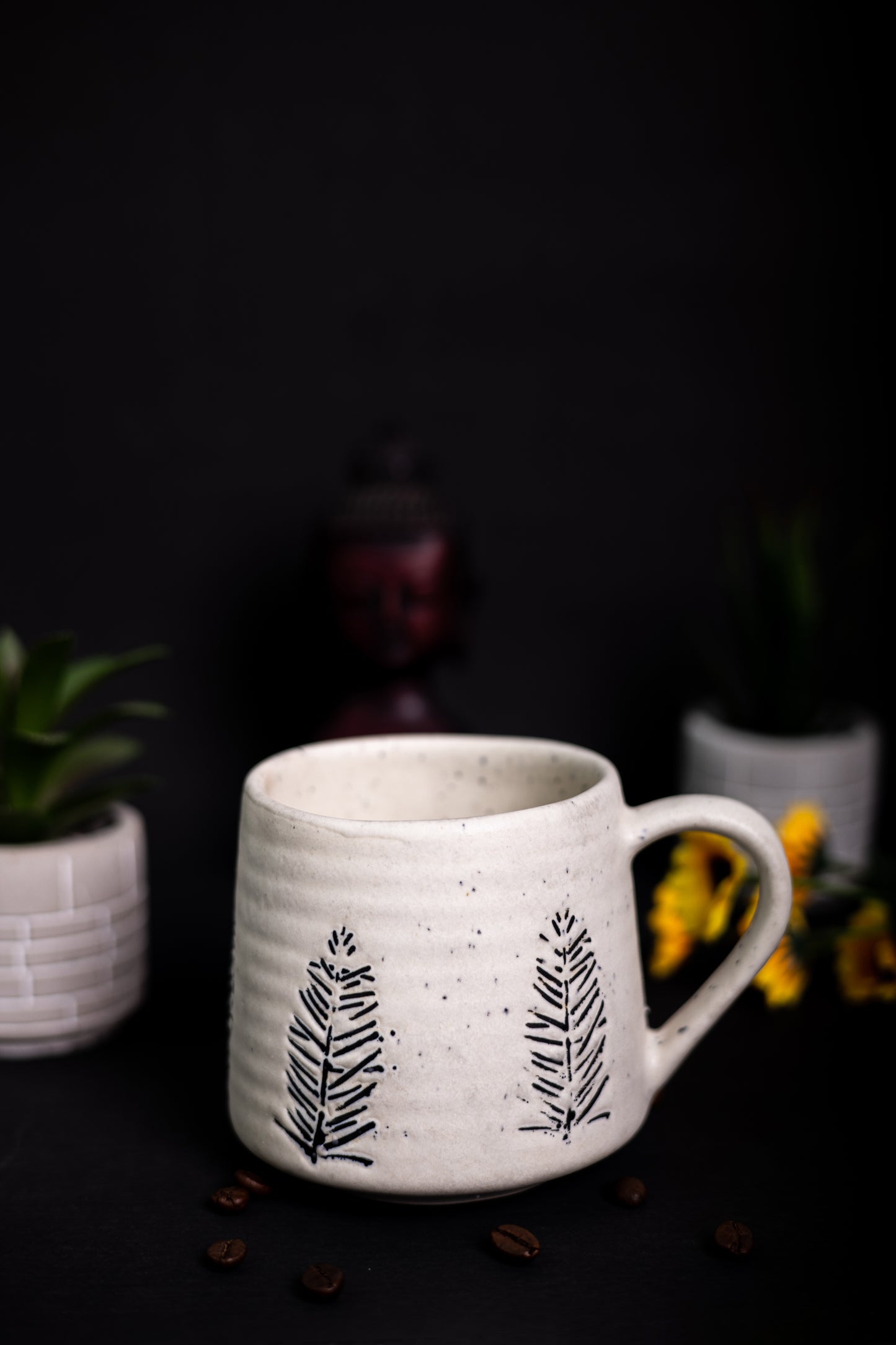 leaf design coffee mug