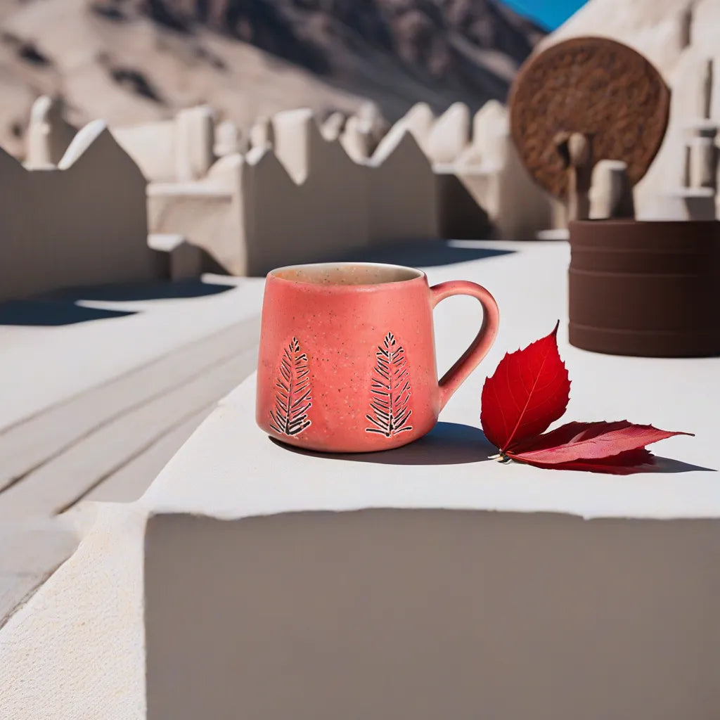 leaf design coffee mug