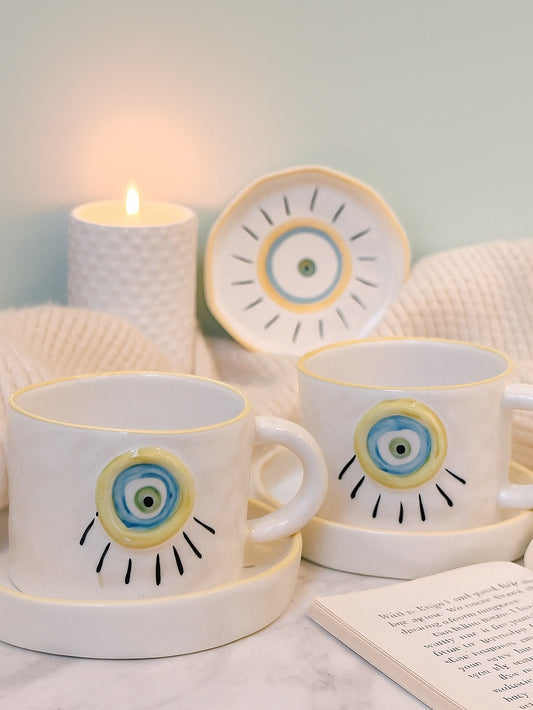 Nazar Na Lage Ceramic Coffee & Tea Mugs with Snack Plate