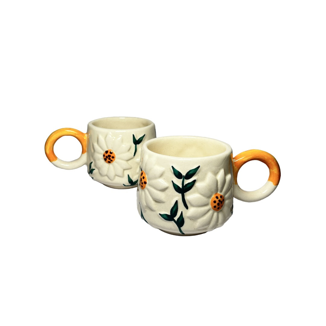 ceramic sunflower coffee mugs