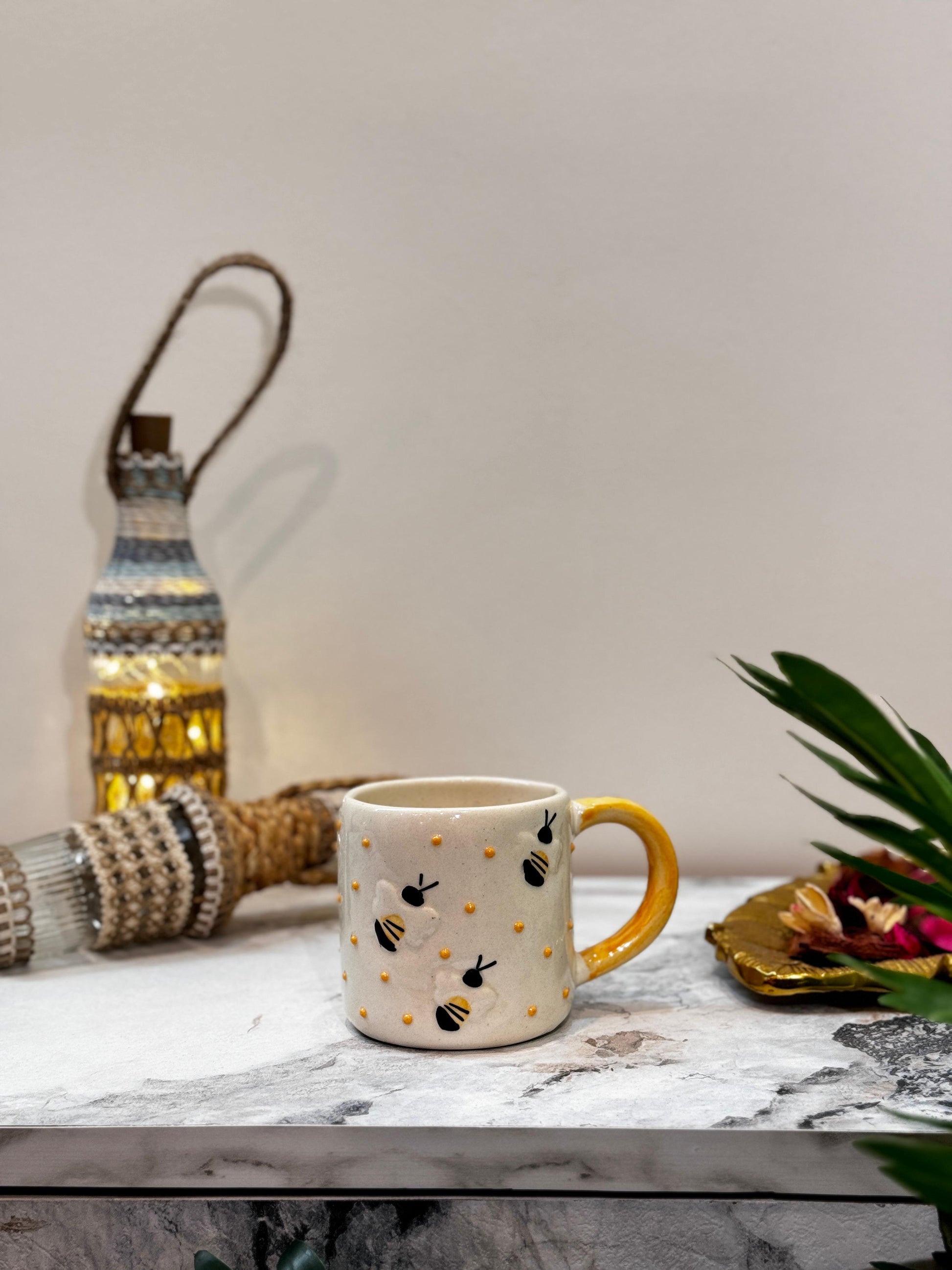 Ceramic honeybee coffee mugs