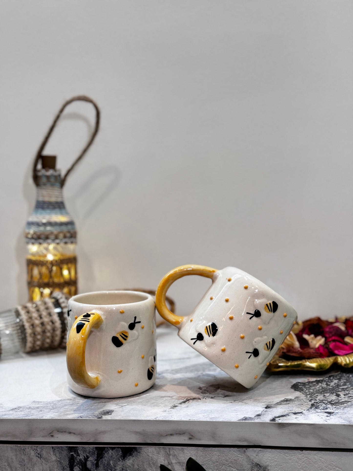 Ceramic honeybee coffee mugs