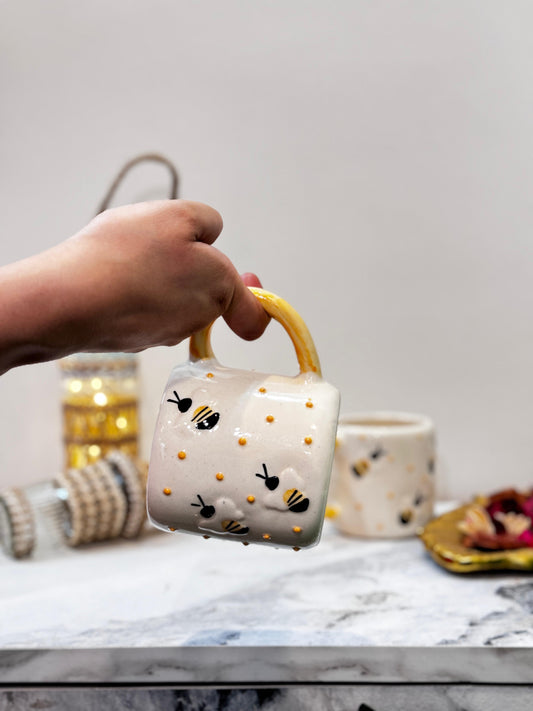 Ceramic honeybee coffee mugs