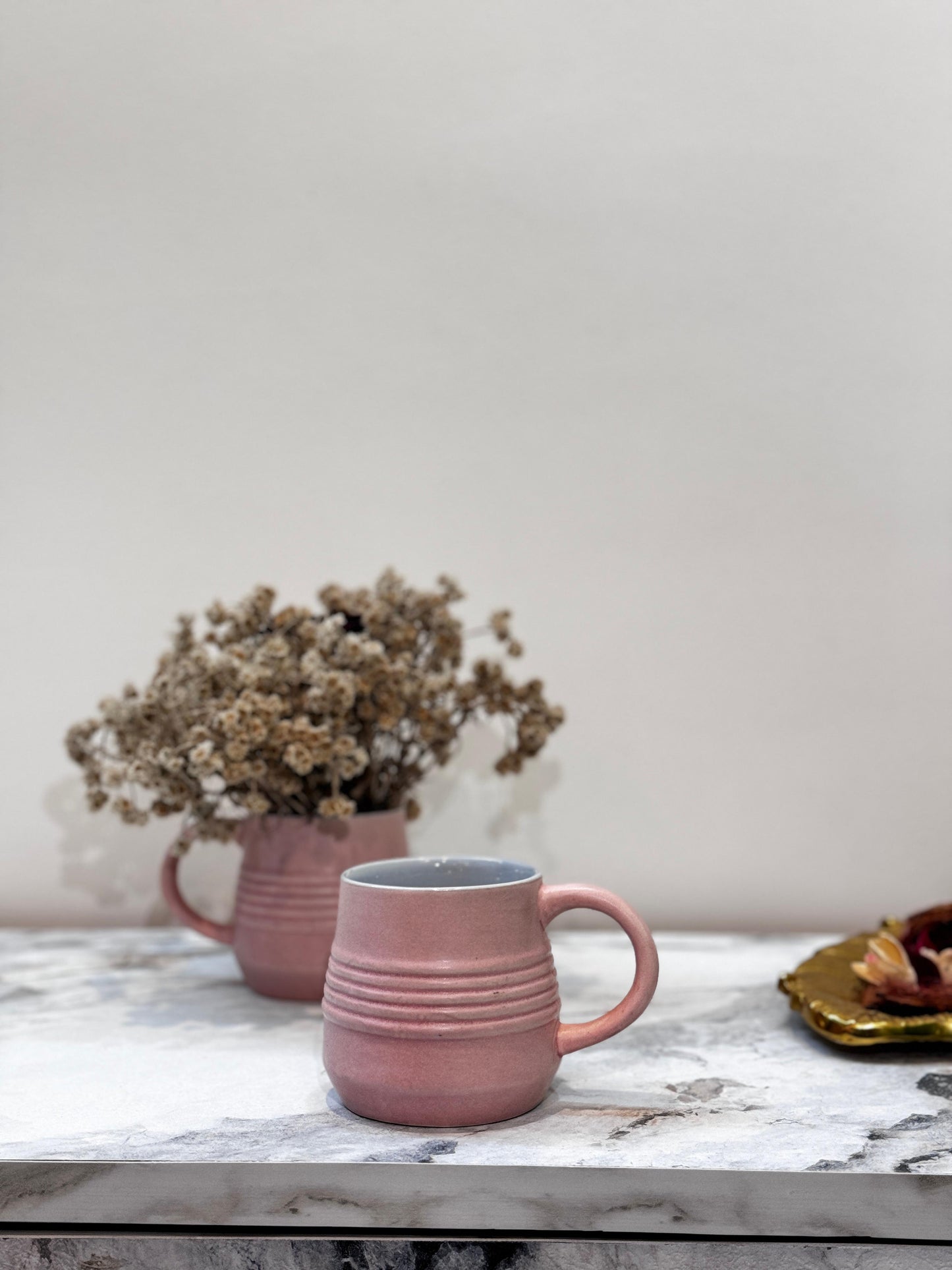 Ceramic Elegant Coffee Mugs - Baby Pink