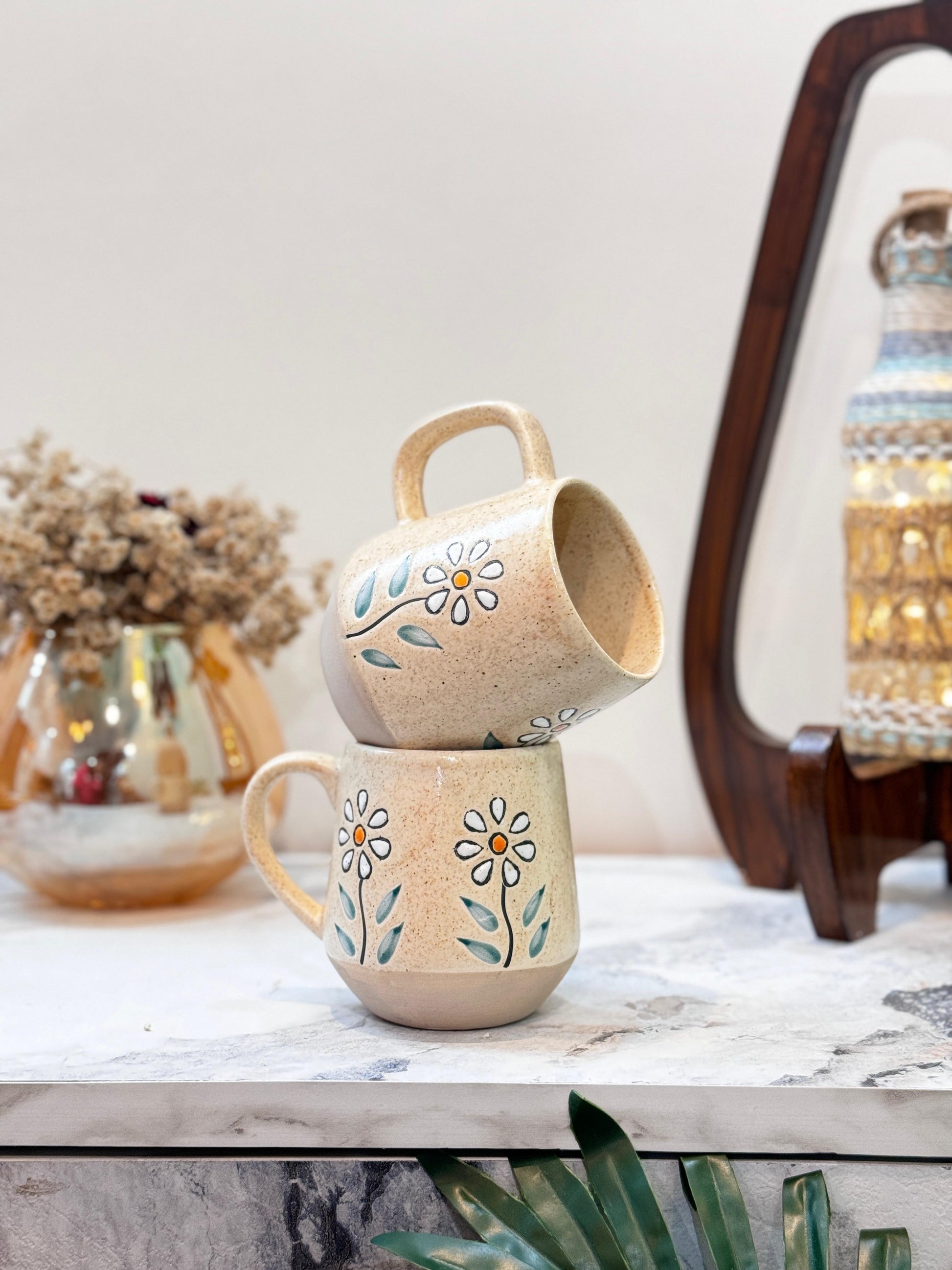 Aesthetic Fresh Flower Ceramic Coffee Mugs