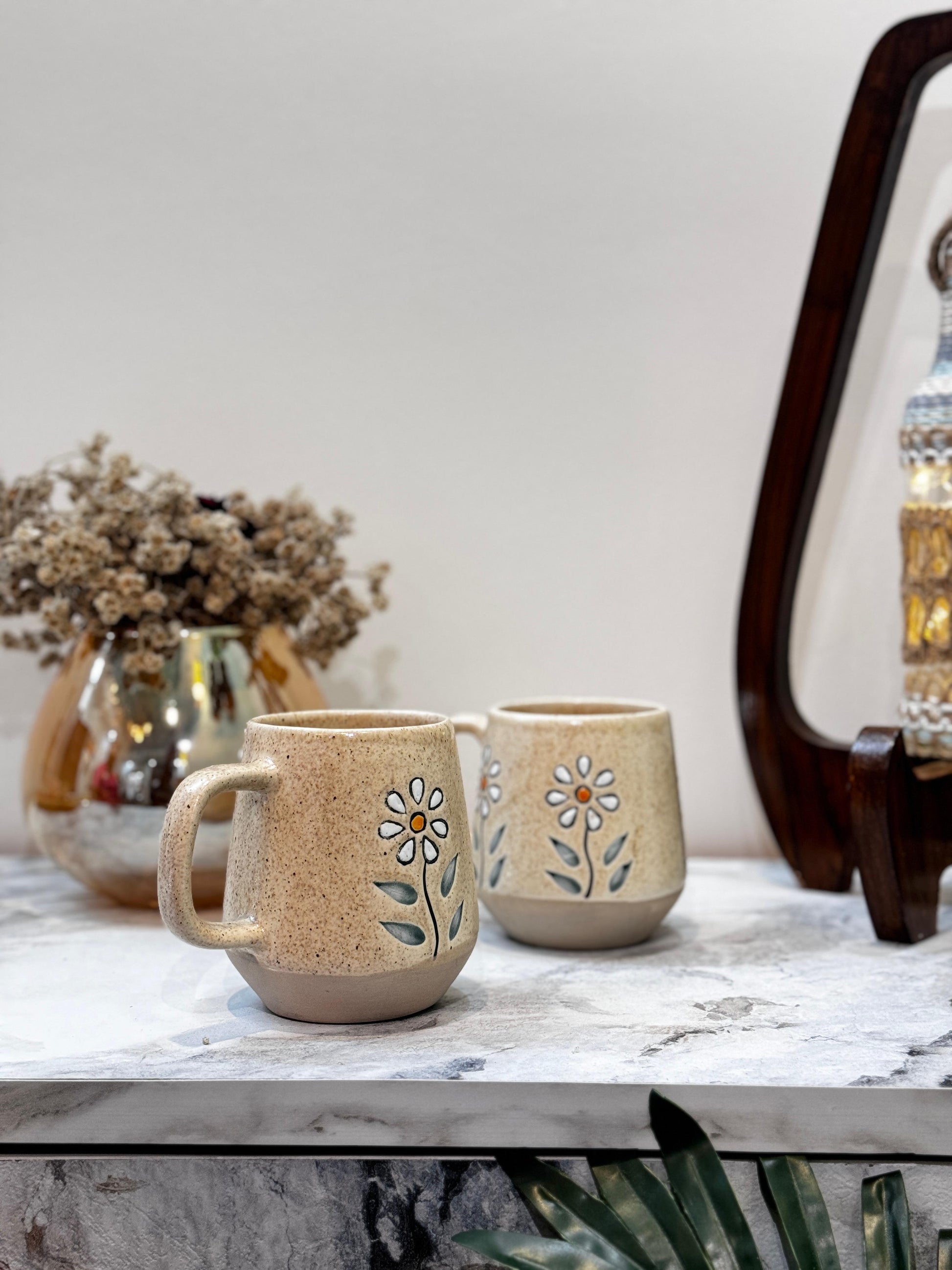 Aesthetic Fresh Flower Ceramic Coffee Mugs