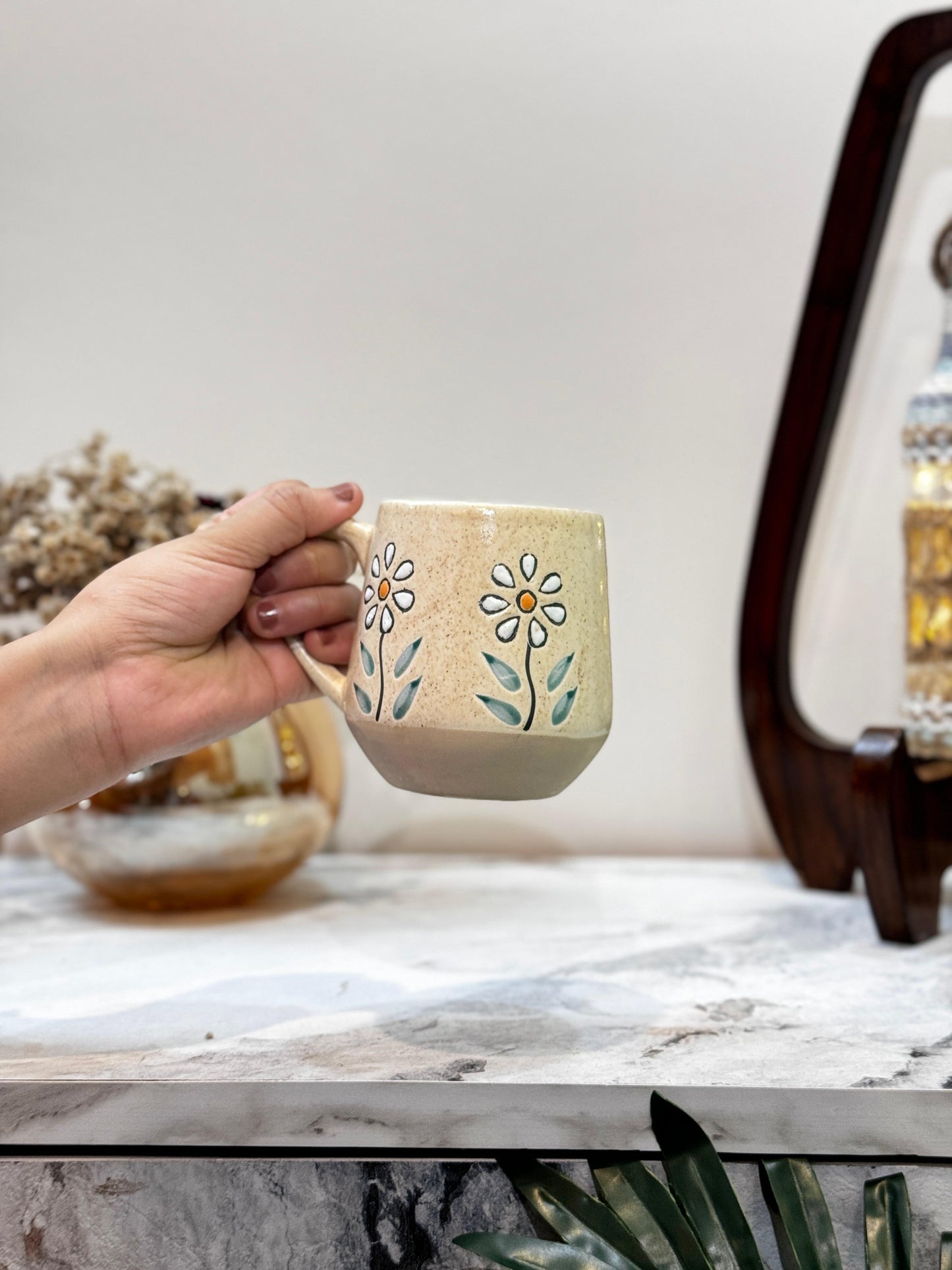 Aesthetic Fresh Flower Ceramic Coffee Mugs