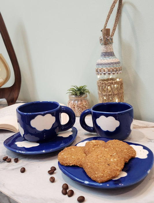 Dancing Clouds Ceramic Coffee & Tea Mugs with Saucer - Ceramic She Wrote