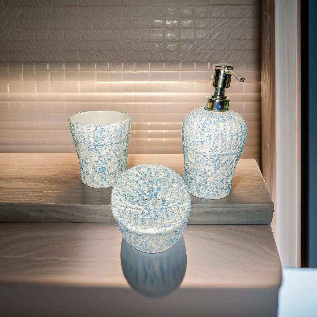 Set of 3 Aesthetic Ceramic Bathroom Accessories - Ceramic She Wrote