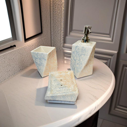 Set of 3 Ultra Modern Ceramic Bathroom Accessories in - Ceramic She Wrote