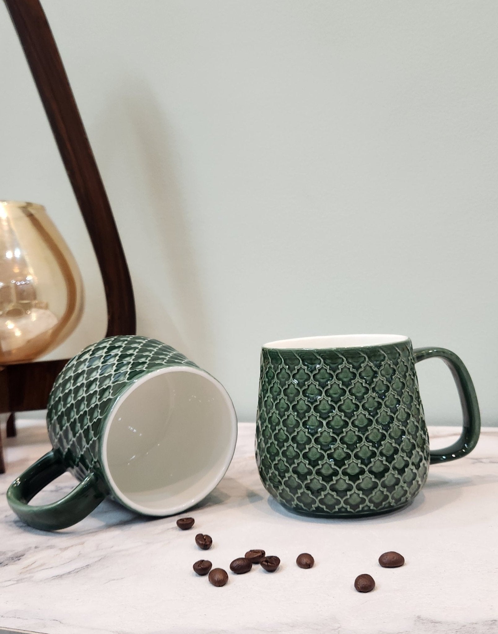 The Luxe : Forest Sea Porcelain Coffee Mugs set of 2 - Ceramic She Wrote