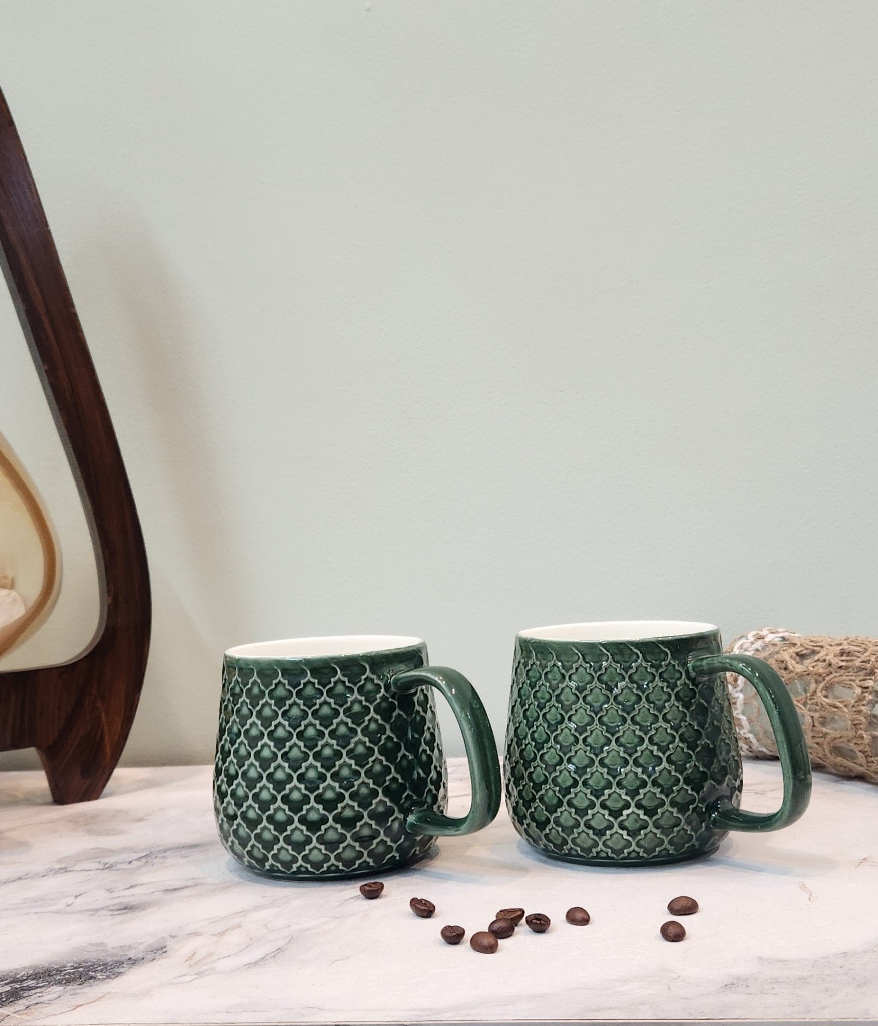 The Luxe : Forest Sea Porcelain Coffee Mugs set of 2 - Ceramic She Wrote