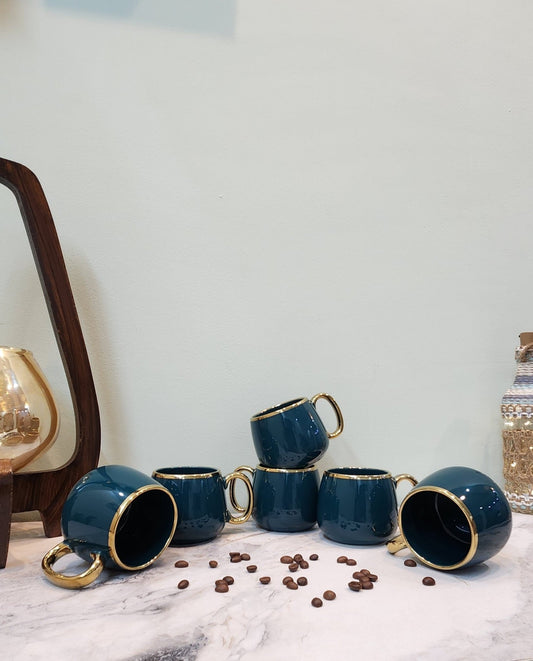 The Luxe : Tealstone Porcelain Coffee Mugs set of 6 - Ceramic She Wrote