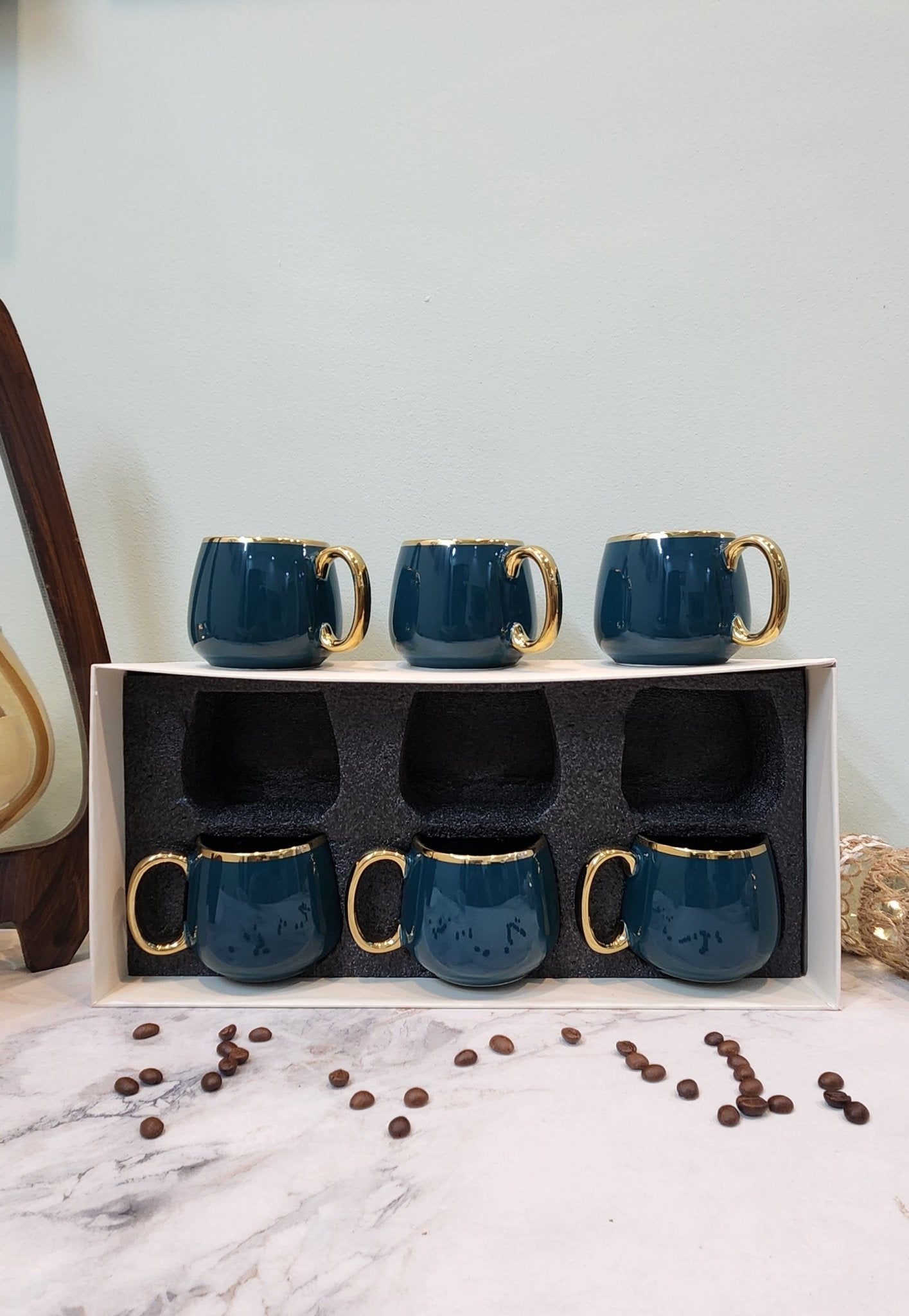 The Luxe : Tealstone Porcelain Coffee Mugs set of 6 - Ceramic She Wrote
